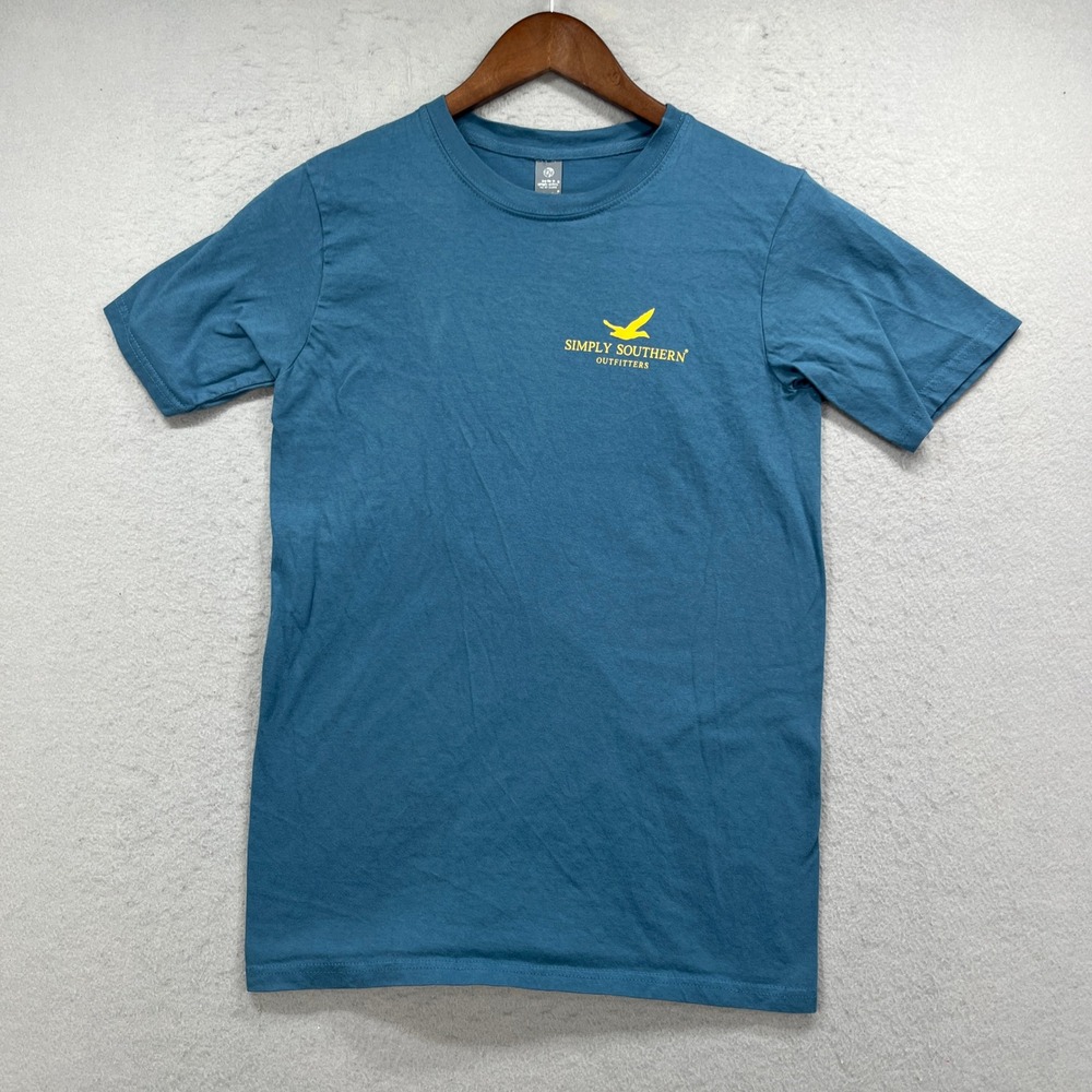 Simply Southern T Shirt Youth M Blue Dog Lab Duck Hunting Tee Outdoors Gorpcore